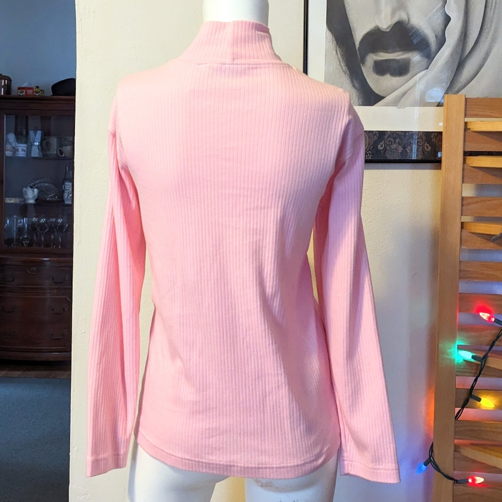 Cabin Creek "Spring" Pink Ribbed Mock Turtleneck - Picture 5 of 7